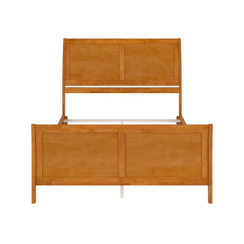 Portland Queen Wood Foundation Bed Frame with Matching Footboard Light Toffee