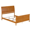 Portland Queen Wood Foundation Bed Frame with Matching Footboard Light Toffee