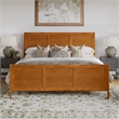 Portland King Wood Low Platform Bed with Matching Footboard in Light Toffee