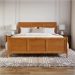 Portland King Wood Foundation Bed Frame with Matching Footboard Light Toffee