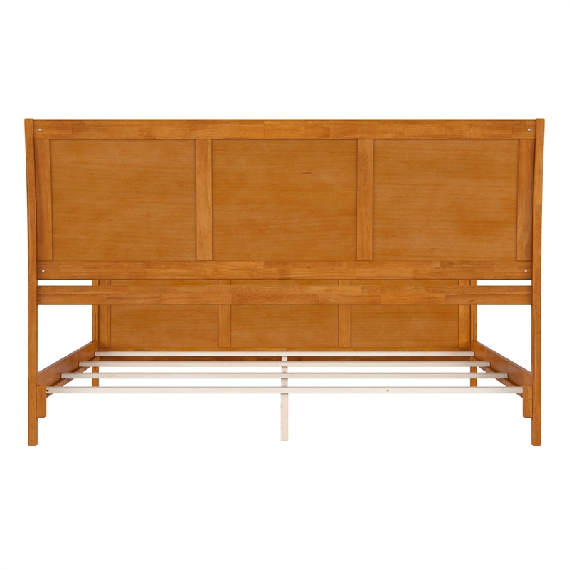 Portland King Wood Foundation Bed Frame with Matching Footboard Light Toffee