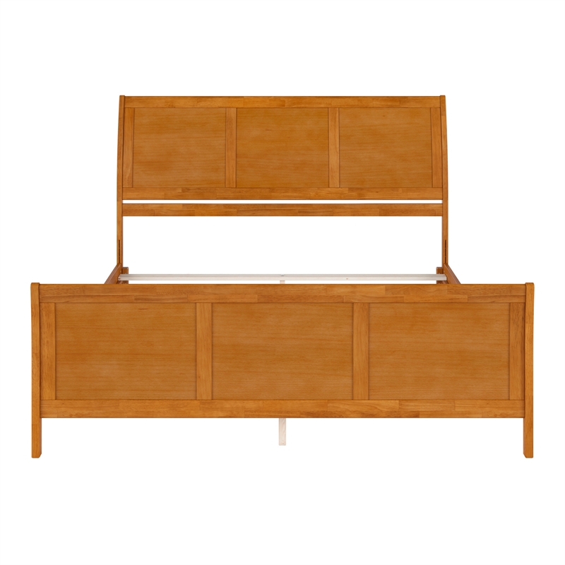 Portland King Wood Foundation Bed Frame with Matching Footboard Light Toffee