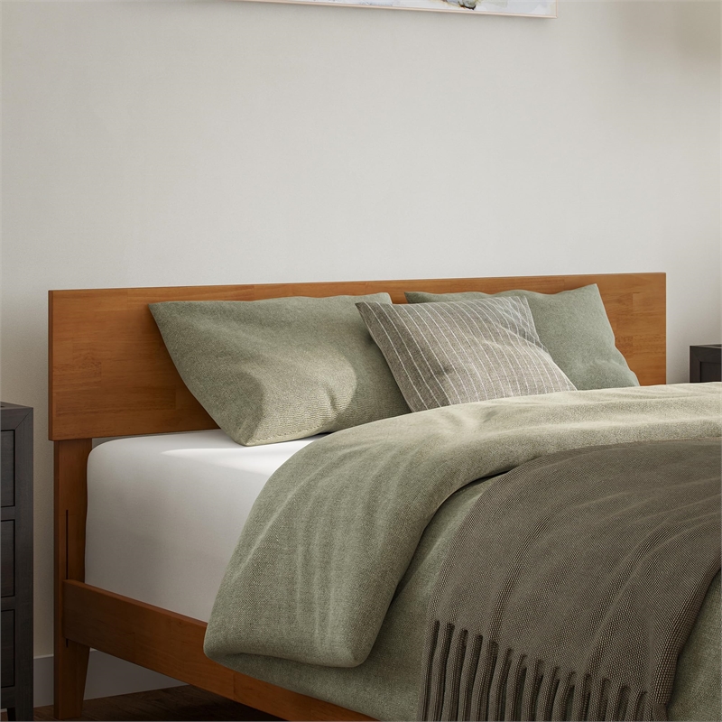 Orlando Queen Solid Wood Low Profile Platform Bed in Light Toffee