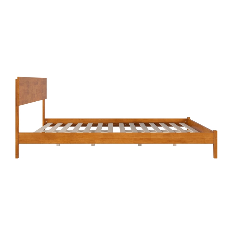 Orlando King Solid Wood Low Profile Platform Bed in Light Toffee