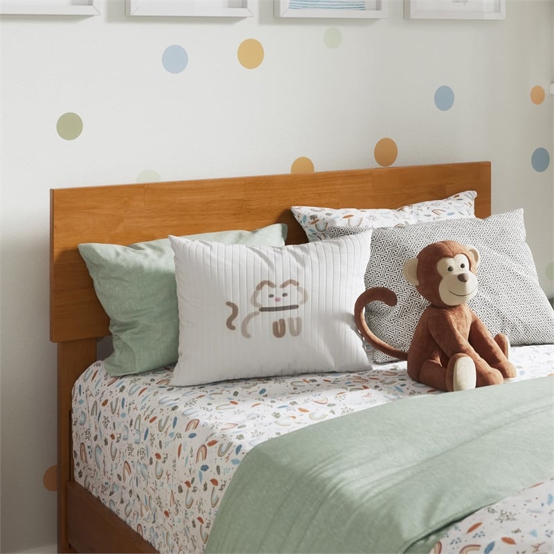 Orlando Twin Solid Wood Low Profile Platform Bed in Light Toffee