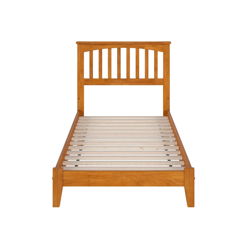 Mission Twin XL Solid Wood Low Profile Platform Bed in Light Toffee