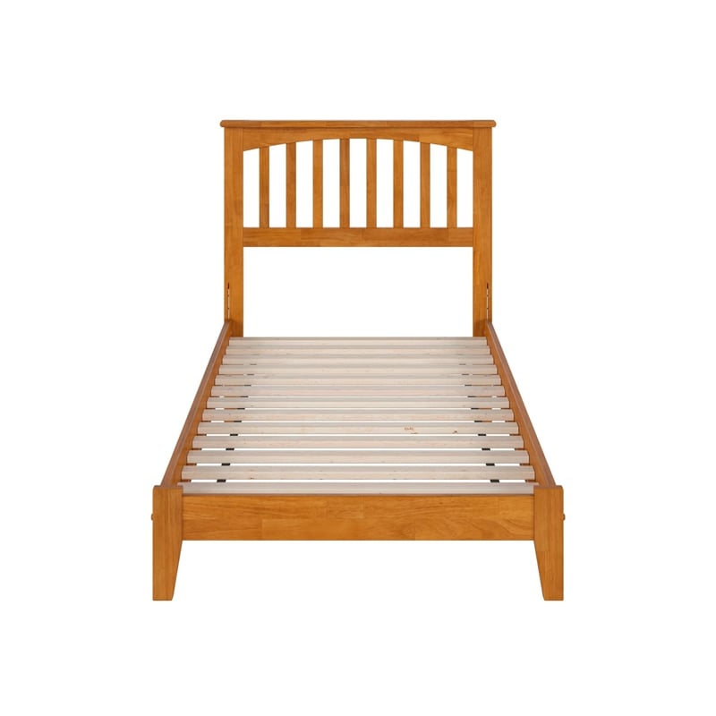 Mission Twin Solid Wood Low Profile Platform Bed in Light Toffee