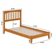 Mission Twin Solid Wood Low Profile Platform Bed in Light Toffee