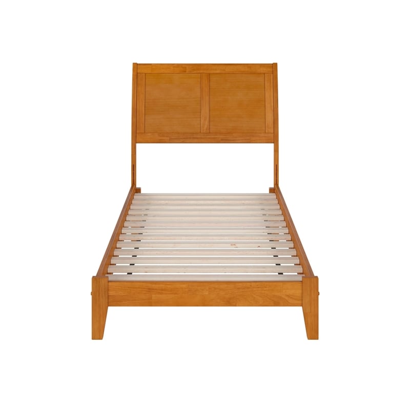 Portland Full Solid Wood Low Profile Platform Bed in Light Toffee