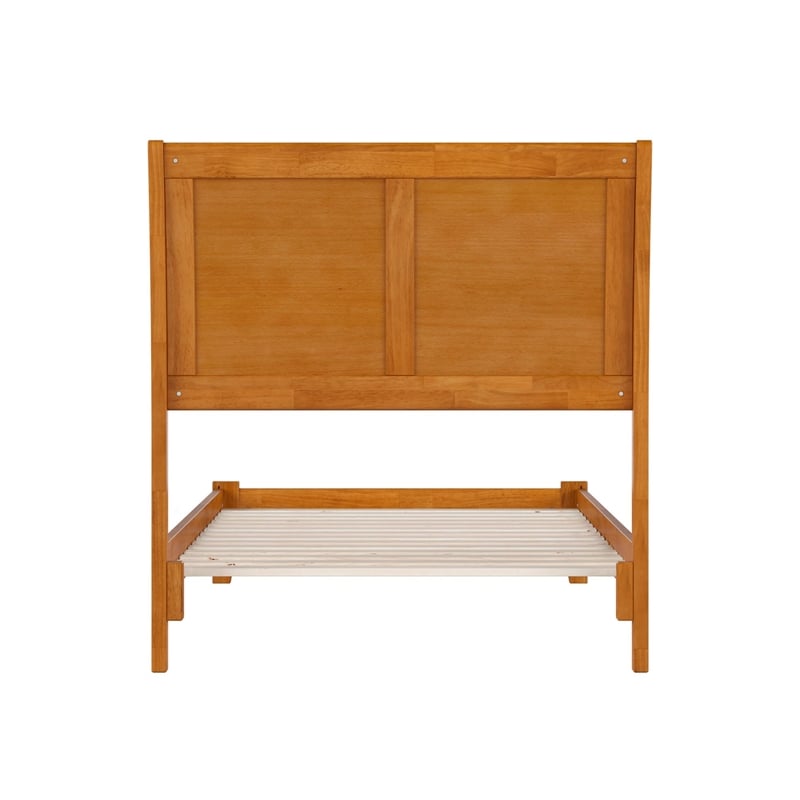 Portland Twin XL Solid Wood Low Profile Platform Bed in Light Toffee