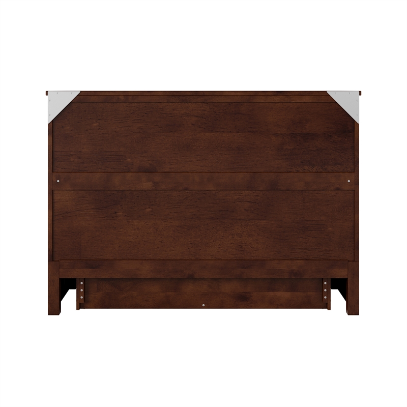 Tucson Full Wood Murphy Bed Chest with Mattress Drawer & Charger in Walnut