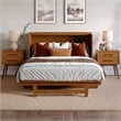 Tucson Full Wood Murphy Bed Chest with Mattress Drawer & Charger in Toffee