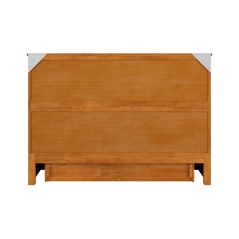Tucson Full Wood Murphy Bed Chest with Mattress Drawer & Charger in Toffee