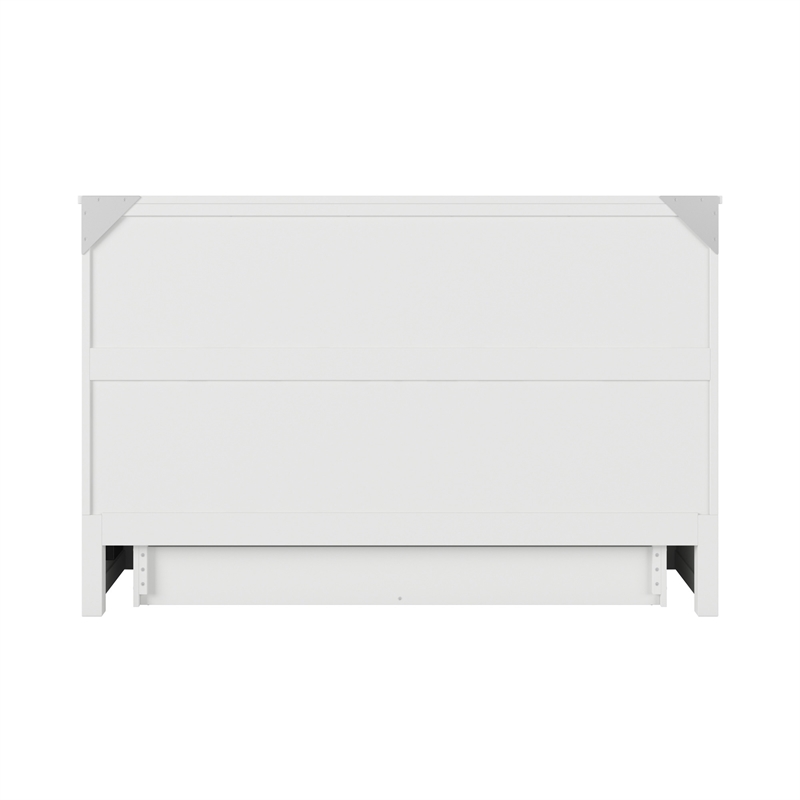 Tucson Queen Wood Murphy Bed Chest with Mattress Drawer & Charger in White