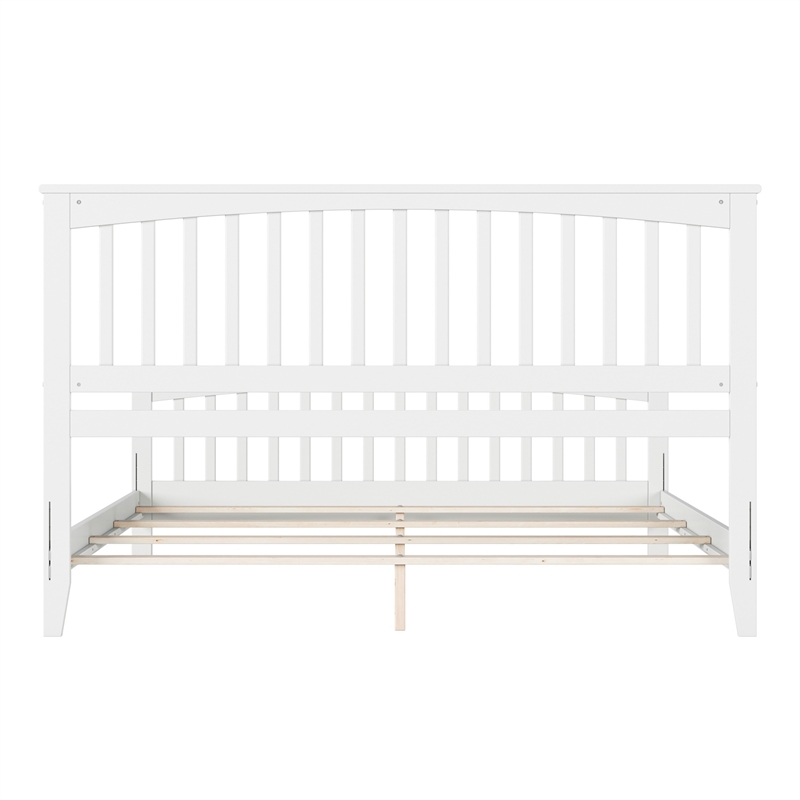 Brooklyn King Wood Foundation Bed with Matching Footboard in White