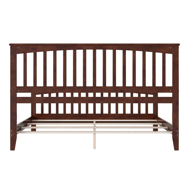 Brooklyn King Wood Foundation Bed with Matching Footboard in Walnut