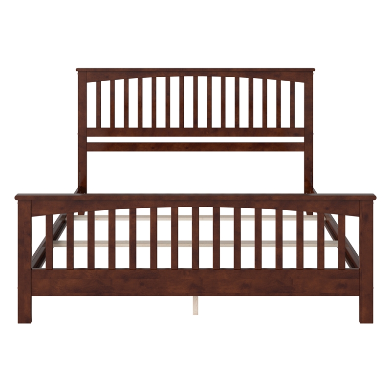 Brooklyn King Wood Foundation Bed with Matching Footboard in Walnut