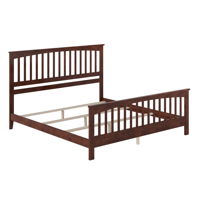 Brooklyn King Wood Foundation Bed with Matching Footboard in Walnut