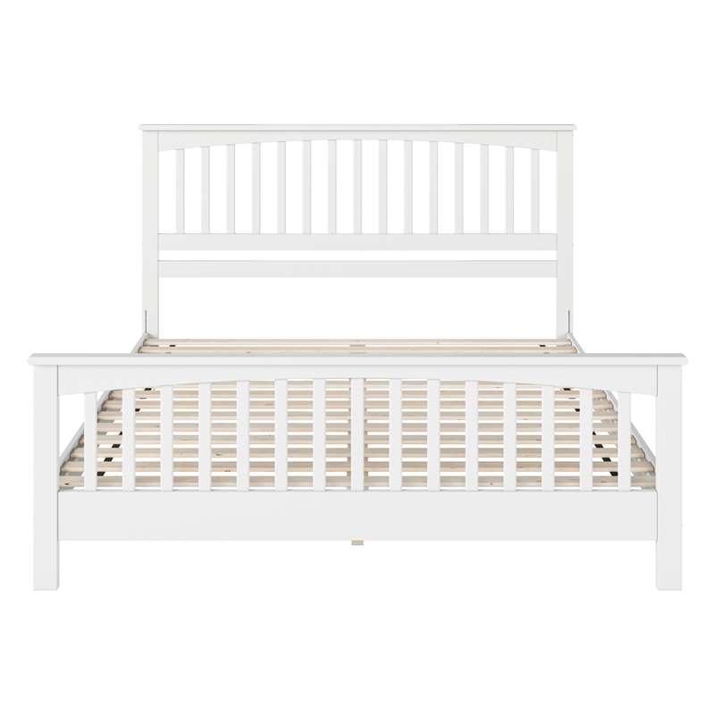 Camilla King Wood Low Profile Platform Bed with Matching Footboard in White