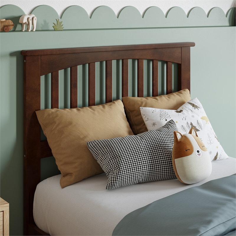 Mission Twin Solid Wood Low Profile Platform Bed in Walnut Brown