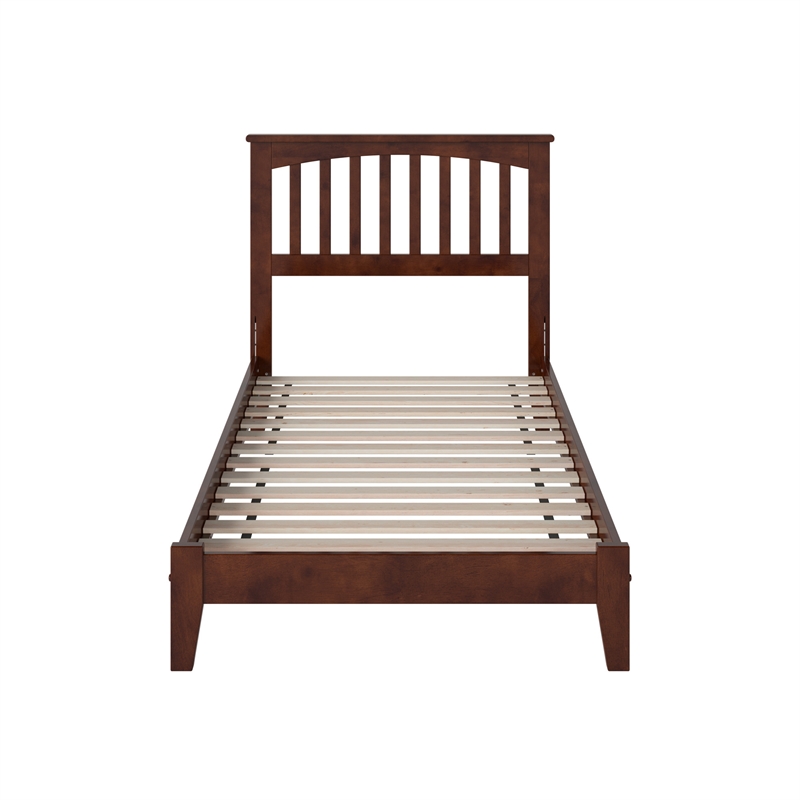 Mission Twin Solid Wood Low Profile Platform Bed in Walnut Brown