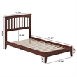 Mission Twin Solid Wood Low Profile Platform Bed in Walnut Brown