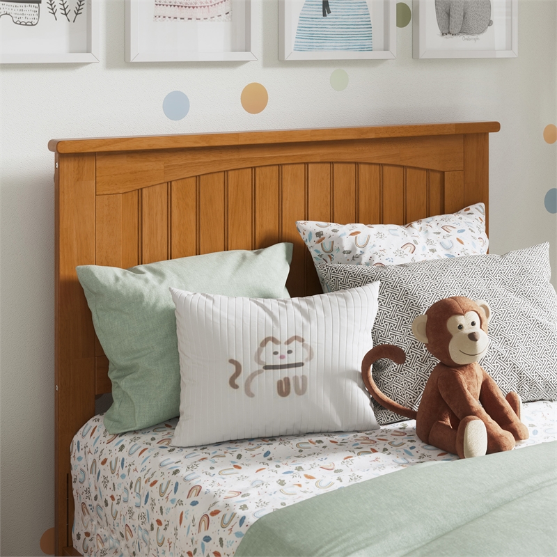 Nantucket Twin Low Profile Platform Bed with Matching Footboard in Light Toffee
