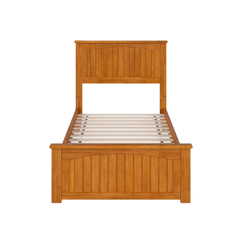 Nantucket Twin Low Profile Platform Bed with Matching Footboard in Light Toffee