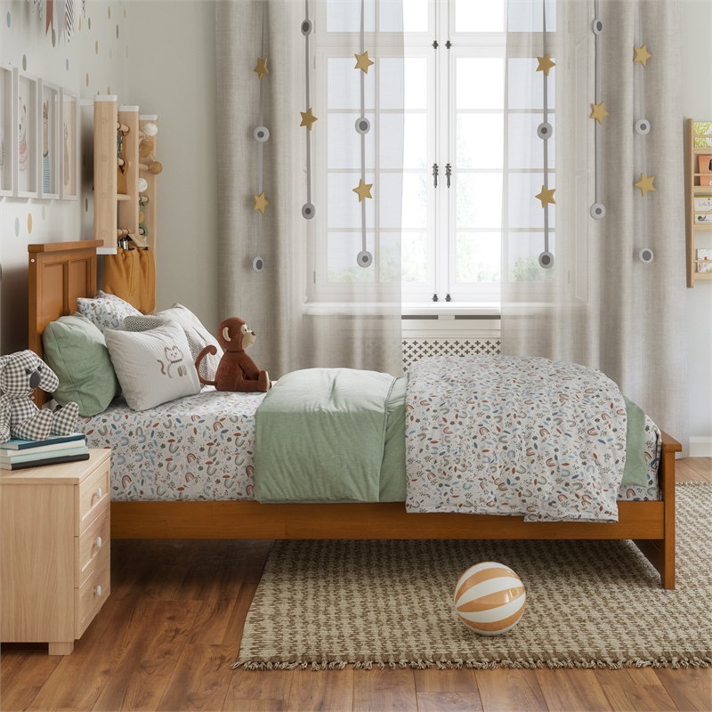 Madison Twin Low Profile Platform Bed with Matching Footboard in Light Toffee