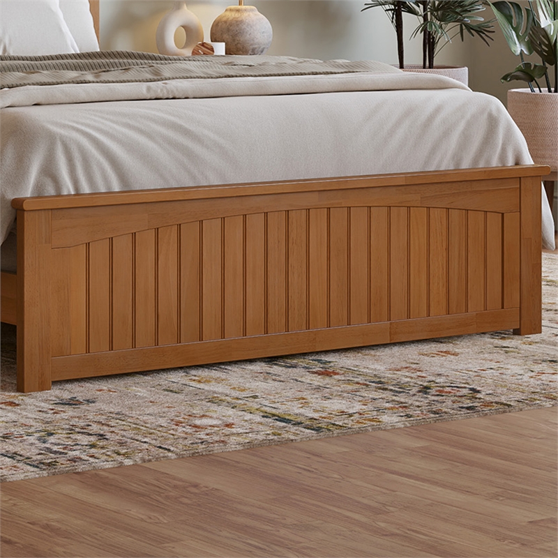 Nantucket Queen Low Profile Platform Bed with Matching Footboard in Light Toffee