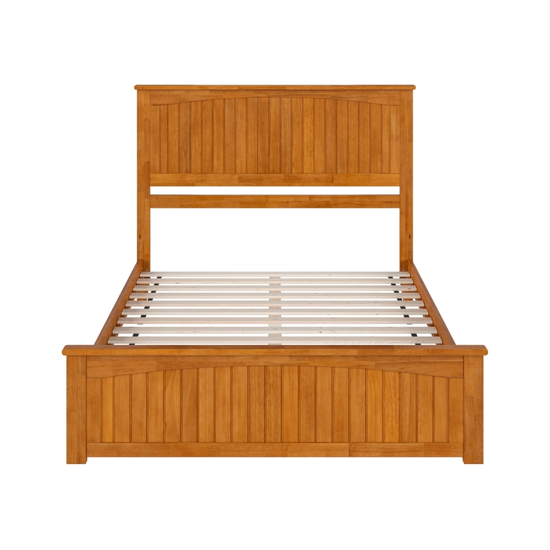 Nantucket Queen Low Profile Platform Bed with Matching Footboard in Light Toffee