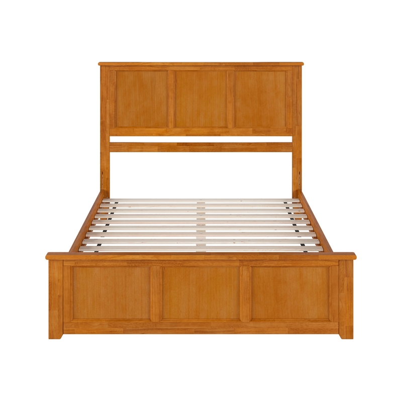 Madison Queen Low Profile Platform Bed with Matching Footboard in Light Toffee