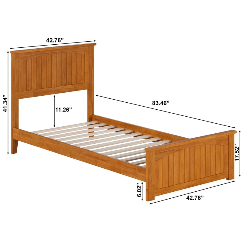 Nantucket Twin XL Low Profile Platform Bed w/Matching Footboard in Light Toffee