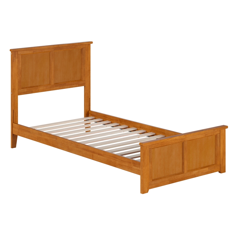 Madison Twin XL Low Profile Platform Bed with Matching Footboard in Light Toffee