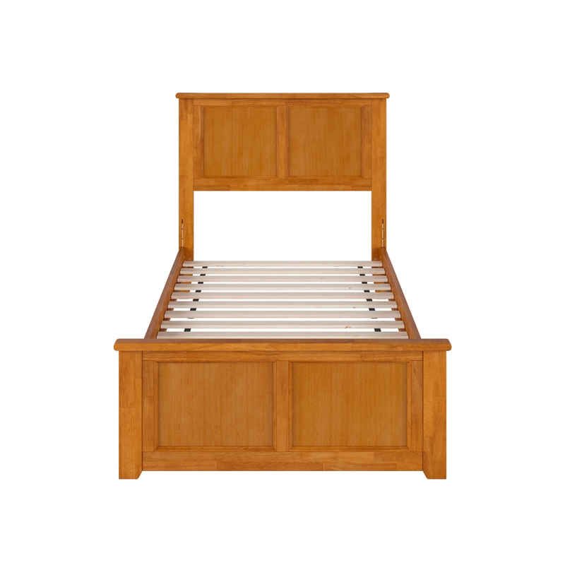 Madison Twin XL Low Profile Platform Bed with Matching Footboard in Light Toffee