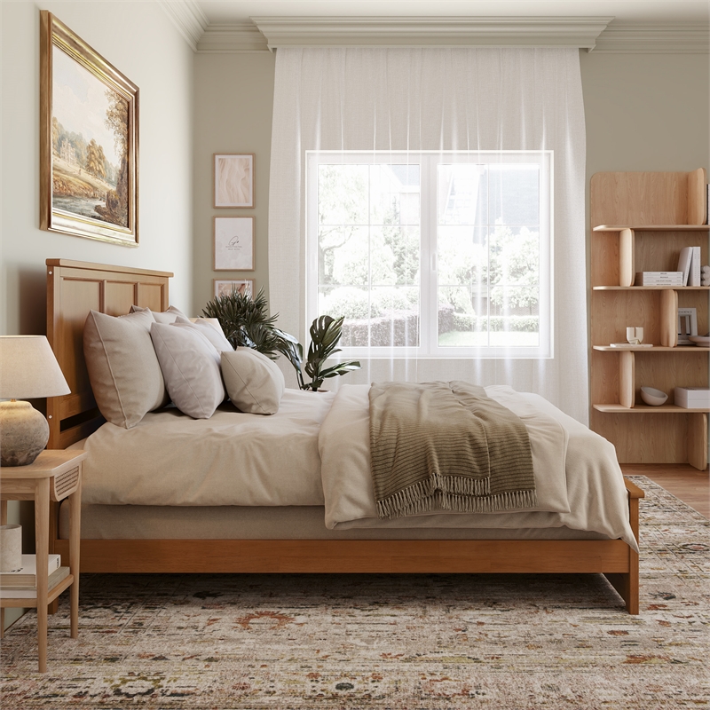 Madison King Low Profile Platform Bed with Matching Footboard in Light Toffee