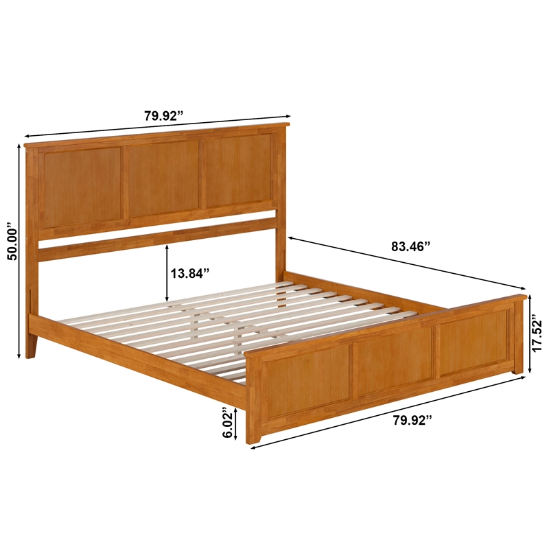 Madison King Low Profile Platform Bed with Matching Footboard in Light Toffee