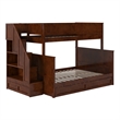 Dover Twin over Full Wood Staircase Bunk Bed with Drawer & Trundle in Walnut