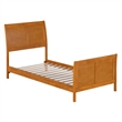 Portland Twin XL Wood Low Platform Bed with Matching Footboard in Light Toffee
