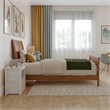 Portland Twin Wood Low Platform Bed with Matching Footboard in Light Toffee
