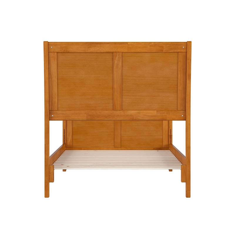 Portland Twin Wood Low Platform Bed with Matching Footboard in Light Toffee