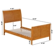 Portland Twin Wood Low Platform Bed with Matching Footboard in Light Toffee