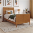 Portland Twin Wood Low Platform Bed with Matching Footboard in Light Toffee