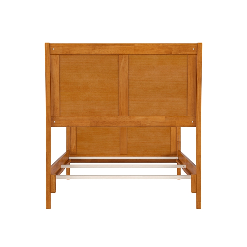 Portland Twin XL Wood Foundation Bed Frame with Matching Footboard  Light Toffee