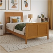 Portland Twin Wood Foundation Bed Frame with Matching Footboard Light Toffee