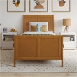 Portland Twin Wood Foundation Bed Frame with Matching Footboard Light Toffee
