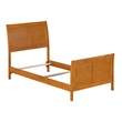 Portland Twin Wood Foundation Bed Frame with Matching Footboard Light Toffee
