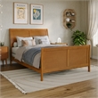 Portland Full Wood Foundation Bed Frame with Matching Footboard Light Toffee
