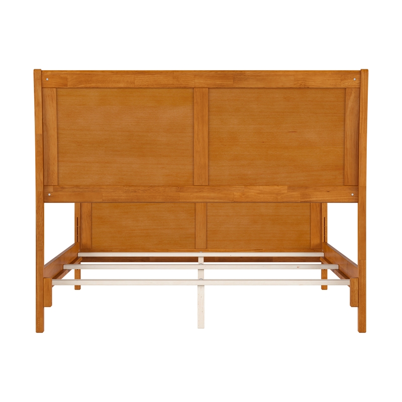 Portland Full Wood Foundation Bed Frame with Matching Footboard Light Toffee