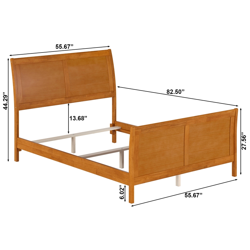 Portland Full Wood Foundation Bed Frame with Matching Footboard Light Toffee